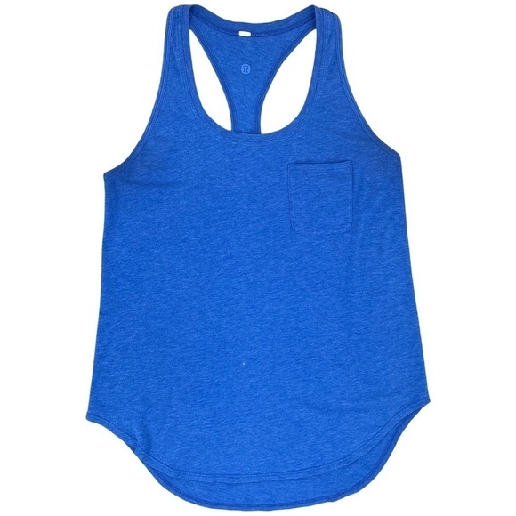 Lululemon Women’s Racerback Blue Cotton Tank Top Front Pocket Size Small - Picture 4 of 6